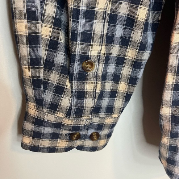 Carhartt Navy and Cream Plaid relaxed fit Button Down Shirt size medium - Picture 6 of 7